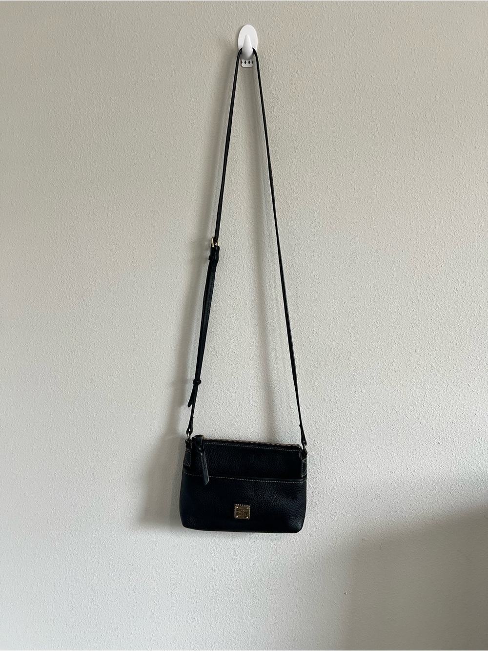 Dooney & Bourke Black Pebble Grain Leather Ginger Pouchette Crossbody Bag